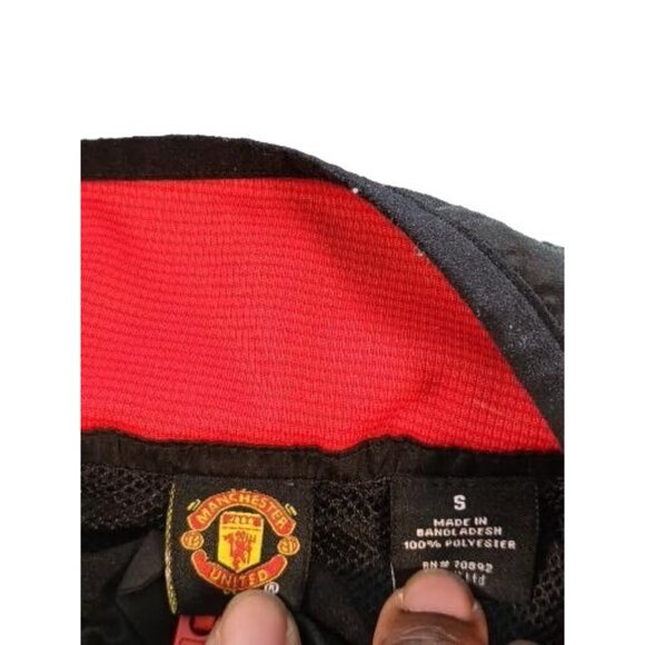 Manchester United Windbreaker Men Sz S MUFC Full Zip Black Red Soccer Sportswear - Picture 6 of 7